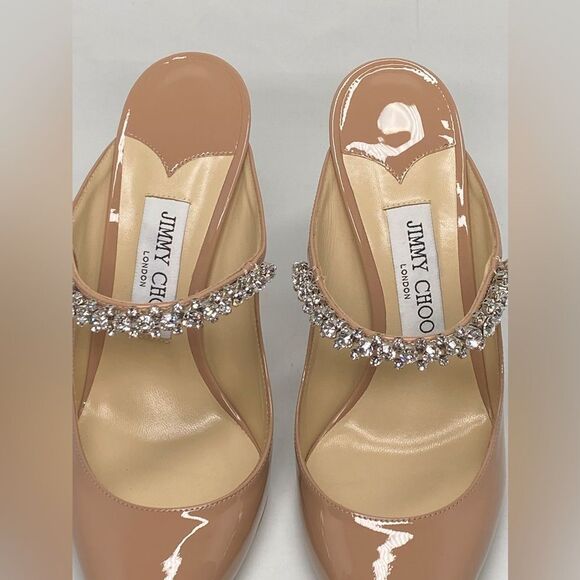 Jimmy Choo Bing 100MM Embellished Patent Leather Mules size 38 - Picture 5 of 15